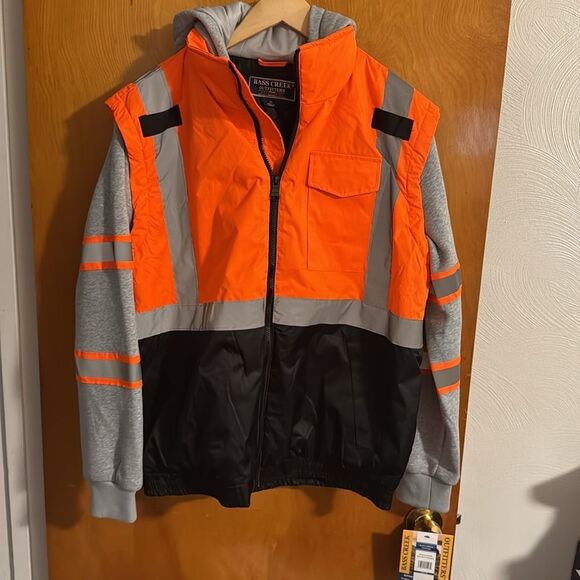 Orange Work Jacket Mens Medium Reflective - Picture 1 of 4